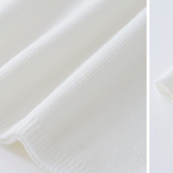 HIGH SLIT LONG SLEEVE PLEATED KNIT SWEATER AND SKIRT MATCHING SET - MILKY WHITE. - Picture 8 of 16